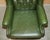 Animal Skin Chesterfield Wingback Swivel Chair in Green Leather For Sale - Image 7 of 18