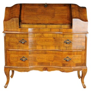 Antique Slanted Flap Secretary in Walnut Veneer For Sale