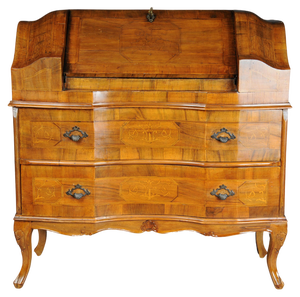 Antique Slanted Flap Secretary in Walnut Veneer