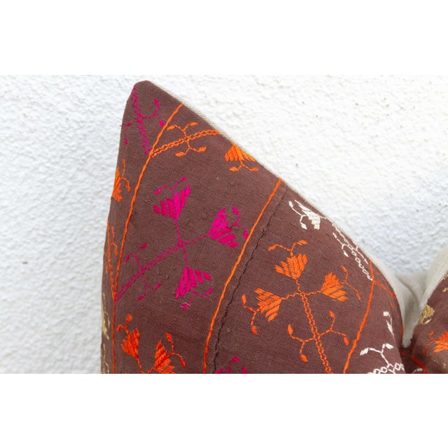 Kapurthala Cross, Antique Phulkari Lumbar Pillow Cover For Sale - Image 4 of 6