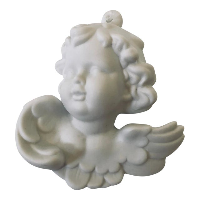 White Bisque Cherub Ornament For Sale