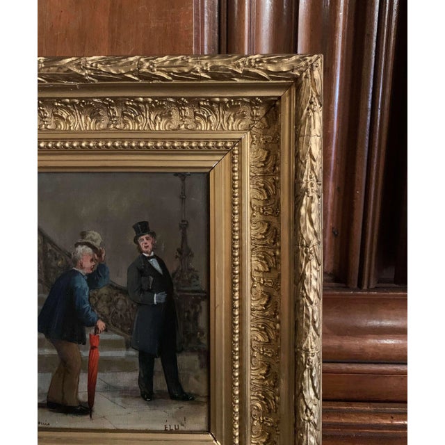 French Oil on Canvas Paintings in Gilt Frames Signed Louis - a Pair For Sale - Image 9 of 11
