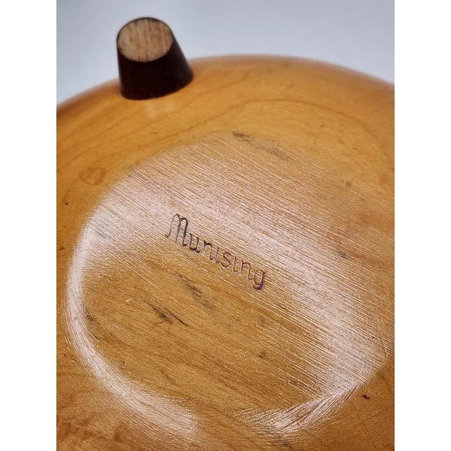 Vintage Munising Hand Painted Signed Wooden Footed Bowl - Floral Dogwood 13.5" - MCM Home Dec - Accent Bowl Decorative For Sale - Image 12 of 15
