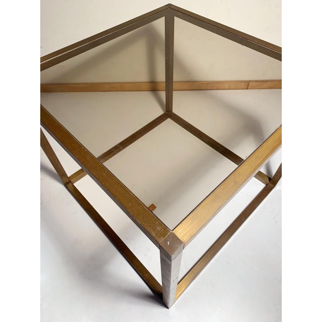 Metal Pair of Bronzed Architectural Industrial Side Tables For Sale - Image 7 of 8