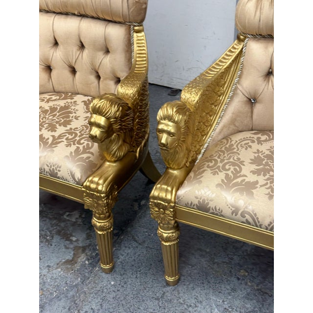 Homey Design Opulent Lion Head + Winged Arm Chairs, Pair For Sale - Image 10 of 12