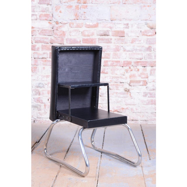 1960s Bauhaus Stool in Genuine Leaher and Chrome, 1960s For Sale - Image 5 of 9