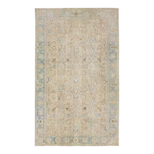 Allover Designed Antique Wool Rug Persian Tabriz From 1910s in Beige