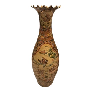 Japanese Palace Floor Vase With Samurai Warriors Motif For Sale