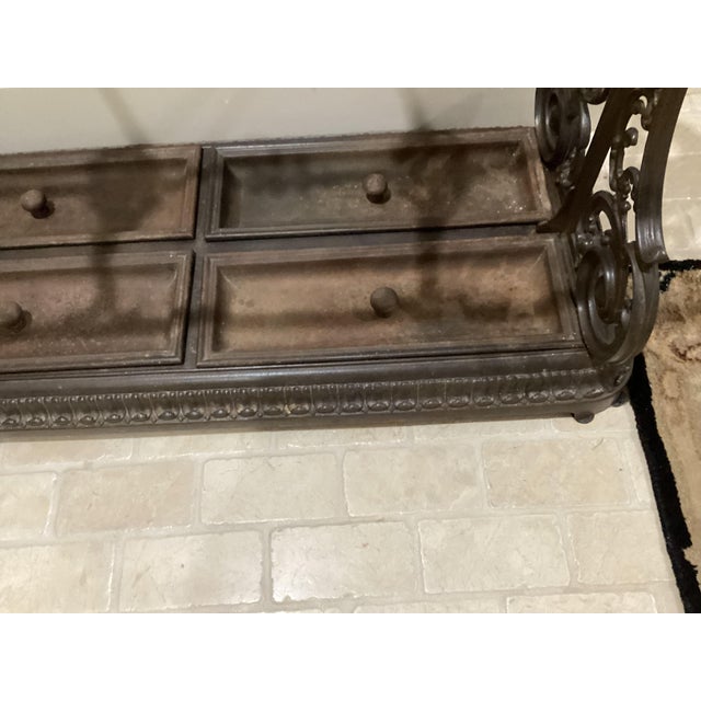 Victorian Rococo French-Inspired Scrollwork Cast Iron Umbrella Stand 1800’s Rare Originally From an Expensive Hotel in the 1800’s For Sale - Image 9 of 11
