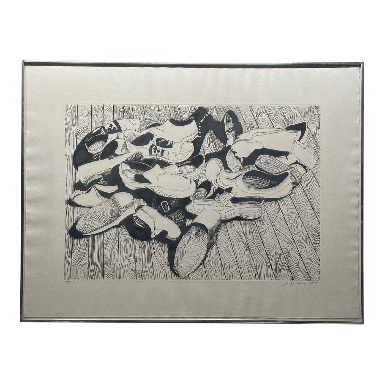 Vintage 1974 Lowell Nesbitt Shoes & Sneakers Mid Century Modern Pop Art