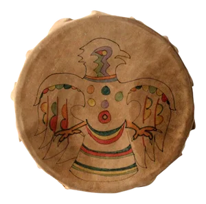 Vintage Hand-Painted Leather Drum
