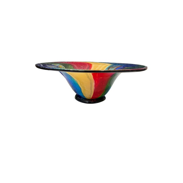 Contemporary Late 20th Century Oversized Multicolor Murano-Style Art Glass Centerpiece Bowl – 17” For Sale - Image 3 of 12
