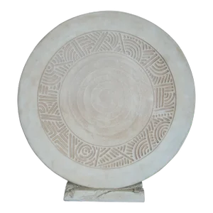Mid 20th Century Vintage Southwestern Style Chalkware Art Sculpture Charger Plate With Stand