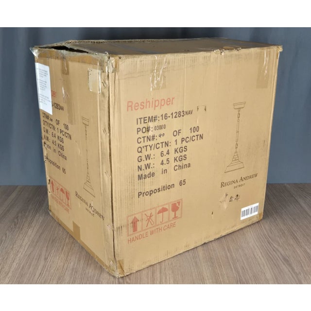 Regina Andrew ceramic pendant lamp, Maine model in Navy Blue with polished nickel finish. New old stock. Never been out of...