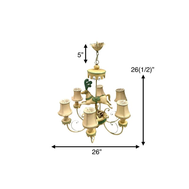 This one-of-a-kind French chandelier features a unique design inspired by a Parisian horse carousel. The polychrome finish...
