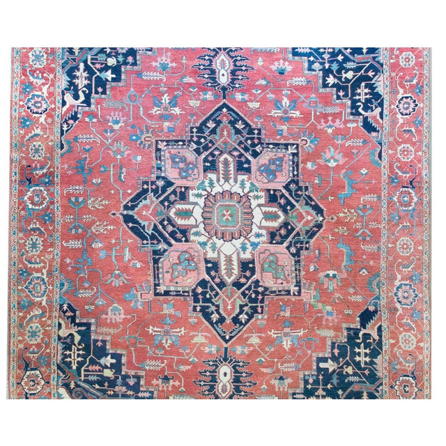 Textile Late 19th Century Persian Heriz Rug For Sale - Image 7 of 16