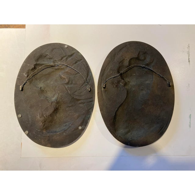 Metal Art Nouveau Augustus St. Gaudens Solid Brass Plaques Pair For Sale - Image 7 of 9
