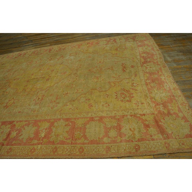 Gold Mesmerizing Decorative Antique Turkish Oushak Rug With Classic Open Field Design For Sale - Image 8 of 12