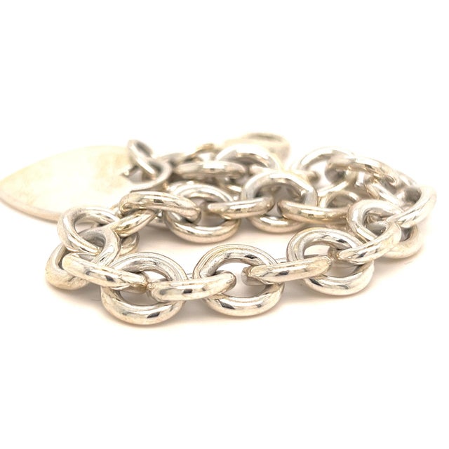 Authentic Tiffany & Co Estate Bracelet with Heart Charm Sterling Silver 7" TIF658 This elegant Authentic Tiffany & Co...