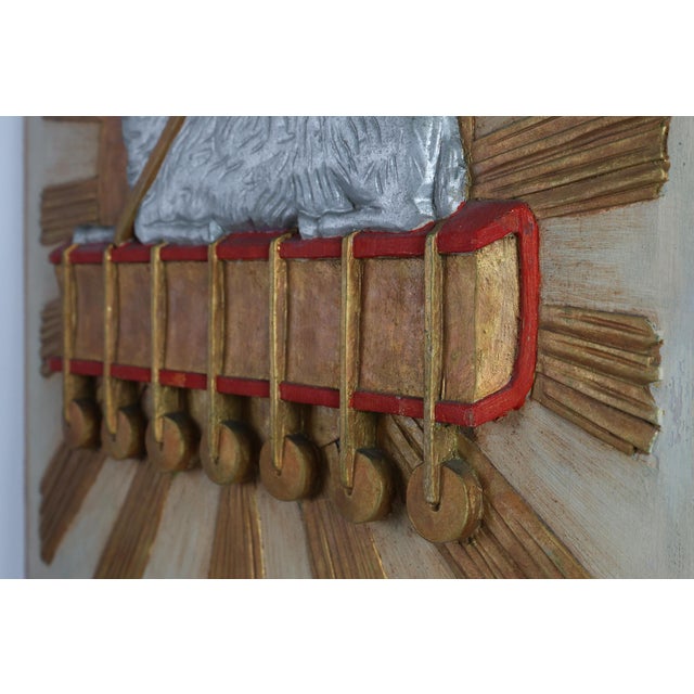 Cream Religious Carved Wooden Agnus Dei Panel, France, 1800s For Sale - Image 8 of 11