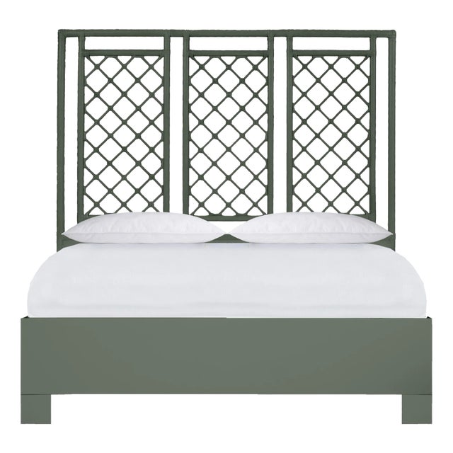 X & Diamond Platform Bed Queen, Evergreen For Sale