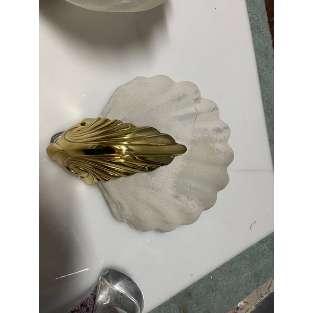 1960s Italian Murano Frosted Glass Shell Sconces, 1960s, Set of 2 For Sale - Image 5 of 10