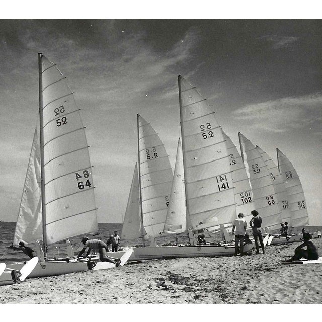 1970s black and white photograph of sailboats on the beach. Unsigned and blank on the back. Combined shipping available,...