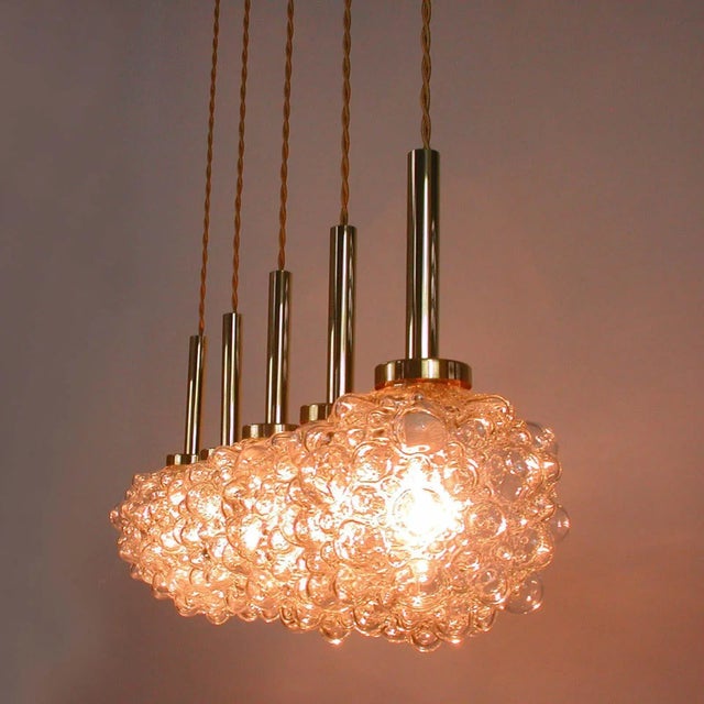 Mid-Century German Clear Bubble and Brass Pendant, 1960s For Sale - Image 13 of 17