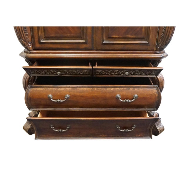 Aico Michael Amini Romanza Collection Old World Baroque 54" Bombe Media Armoire - Deep Claret Finish 74080 For Sale In Kansas City - Image 6 of 14