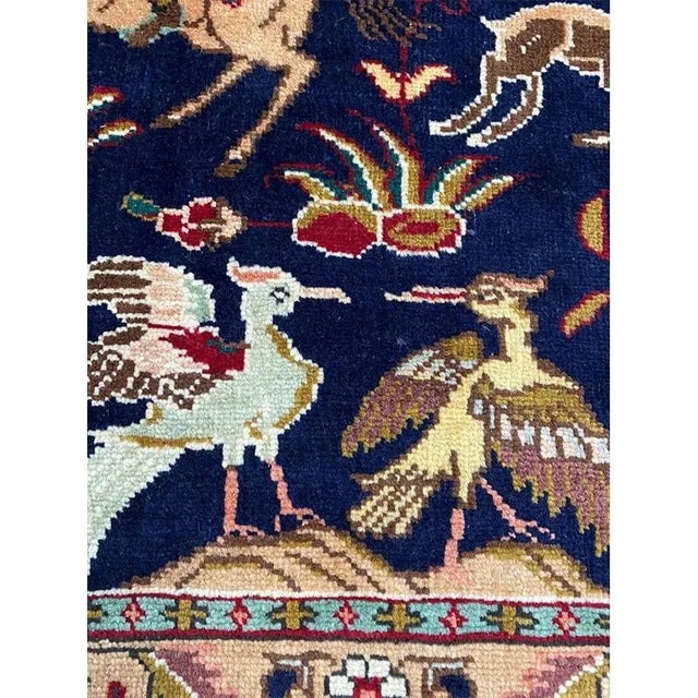 Navy Blue 1940s Vintage Persian Khoy Area Rug 8'3" X 11'3" For Sale - Image 8 of 11