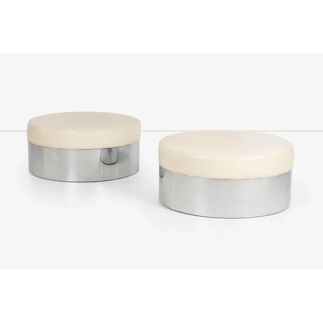 1970s Pair of Pace Style Oversized Architectural Poufs For Sale - Image 4 of 6