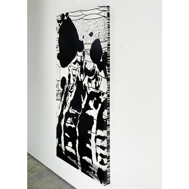 Contemporary "Eroded Black" by Artist Michael DesRosiers Polymer Paint and Mixed-Media on Canvas (2019) For Sale - Image 3 of 7