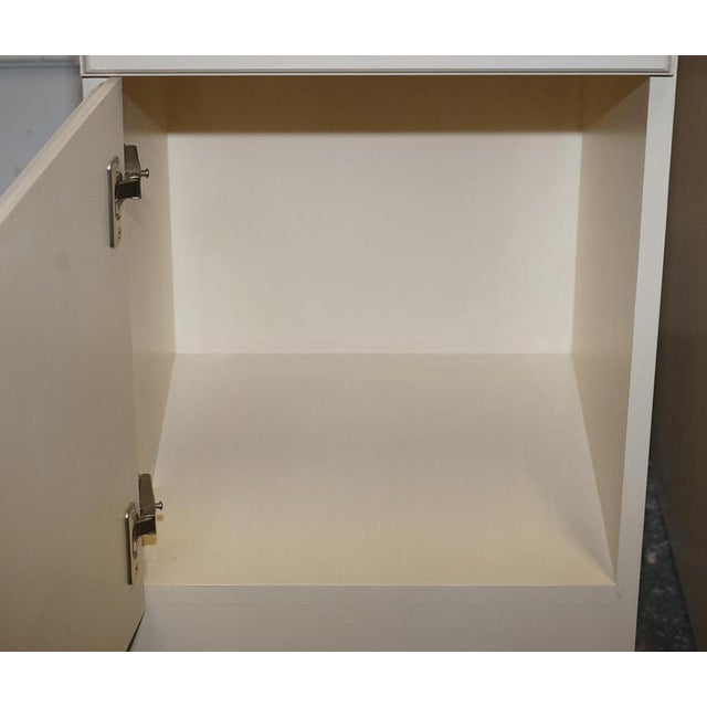 Painted White Bedside Tables with Brass Knobs, Set of 2 For Sale - Image 4 of 15