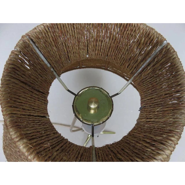 Beige Austrian Brass, Wood & Cord Table Lamp with Crow's Foot, 1950s For Sale - Image 8 of 18