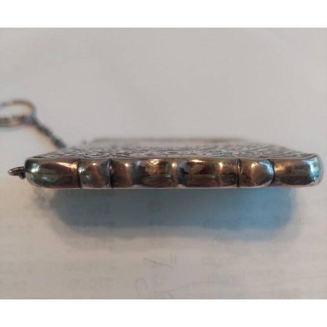 Metal Antique Victorian Sterling Silver Card Case-Hallmarked 1892 For Sale - Image 7 of 10