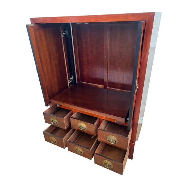 1990s Japanese Tansu Style Chest Cabinet Stacking Six Drawers Pull Out Armoire Shelf For Sale - Image 4 of 16