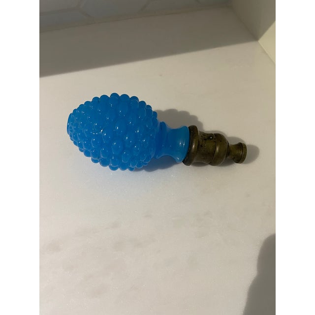 French Antique French Hobnail Blue Opaline Newel Post Finial For Sale - Image 3 of 7