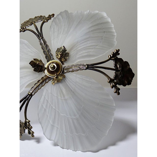 Vintage Hollywood Regency Art Deco Style Bronze Seashell Chandelier from Mariner, 1980s-1990s For Sale - Image 4 of 16