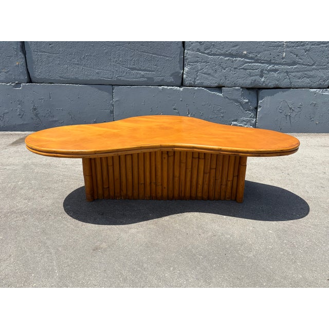 Large Rattan Biomorphic Coffee Table, Usa 1950 For Sale - Image 10 of 17