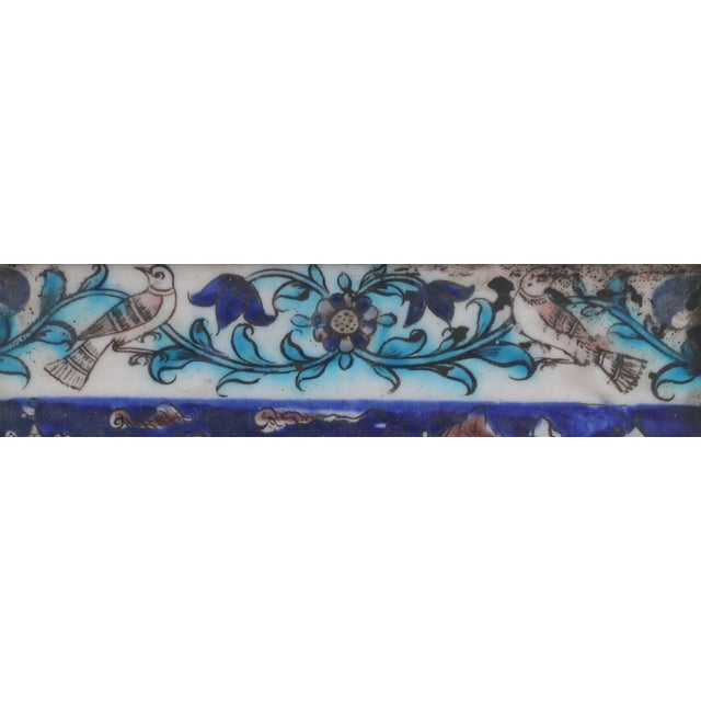 Antique Early Persian Tile Possibly 17c / 18c of a Falconer on Horseback For Sale - Image 4 of 7