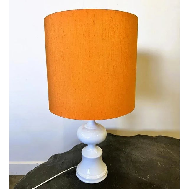 Midcentury Modern Danish Ceramic Table Lamp with Orange Shade, 1970s For Sale - Image 9 of 12