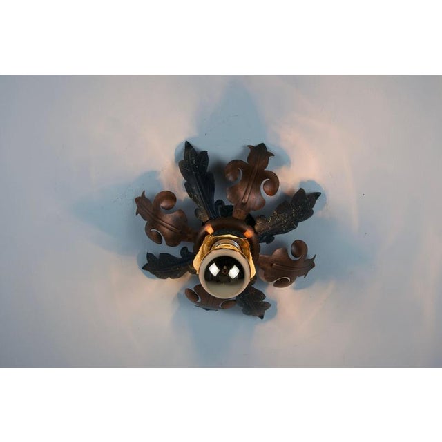 Florentine Metal Flower Flush Mounts from Kaiser, Germany, 1960s For Sale - Image 4 of 10