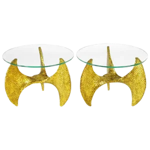 Knut Hesterburg Custom Cast and Gilt Resin Propeller Tables - a Pair