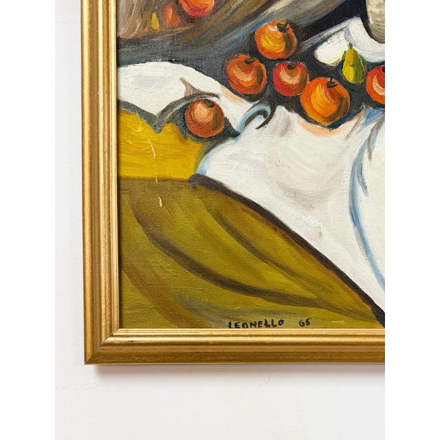 Brown Vintage Original Signed by Leonello 1965 Fruit Still Life Acrylic Canvas For Sale - Image 8 of 8