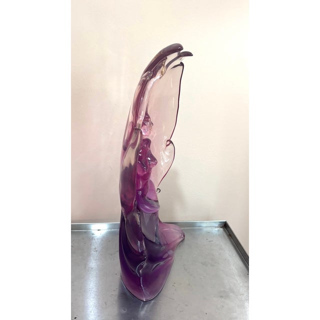 1990s J. Boiros Postmodern 1993 Monumental Purple Lucite Woman Sculpture For Sale - Image 5 of 6
