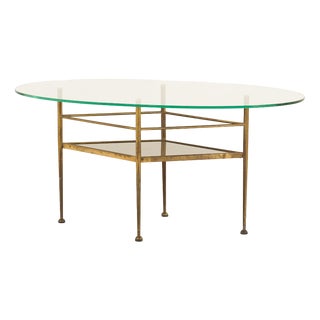 Mid-Century Italian Glass and Brass Table in the style of Gio Ponti, 1970s For Sale