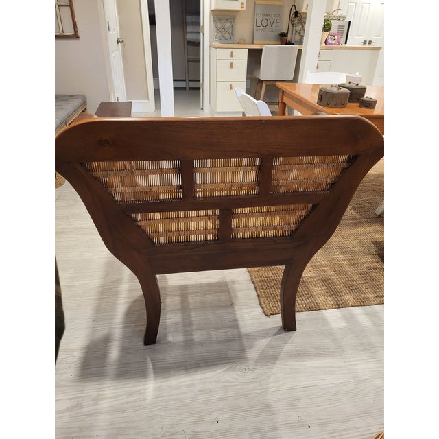 English Early 20th Century Colonial Planters Chair Teak*and Bamboo Ratan For Sale - Image 3 of 6