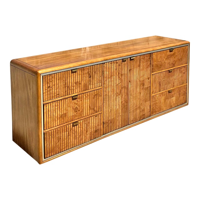 Amazing MCM American of Martinsville Ribbed Burl Wood Credenza Chairish