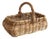 Large French Country-Style Storage Basket W/ Bamboo Rim & Handle For Sale