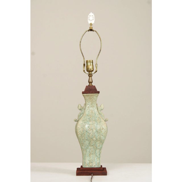 Bradburn Gallery Asian Style Celadon Porcelain Table Lamp For Sale - Image 9 of 11